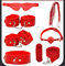 Rood BDSM-van de Lijfeigenschapuitrustingen van de Bedterughoudendheid 7pcs Volwassen het Metaalleer